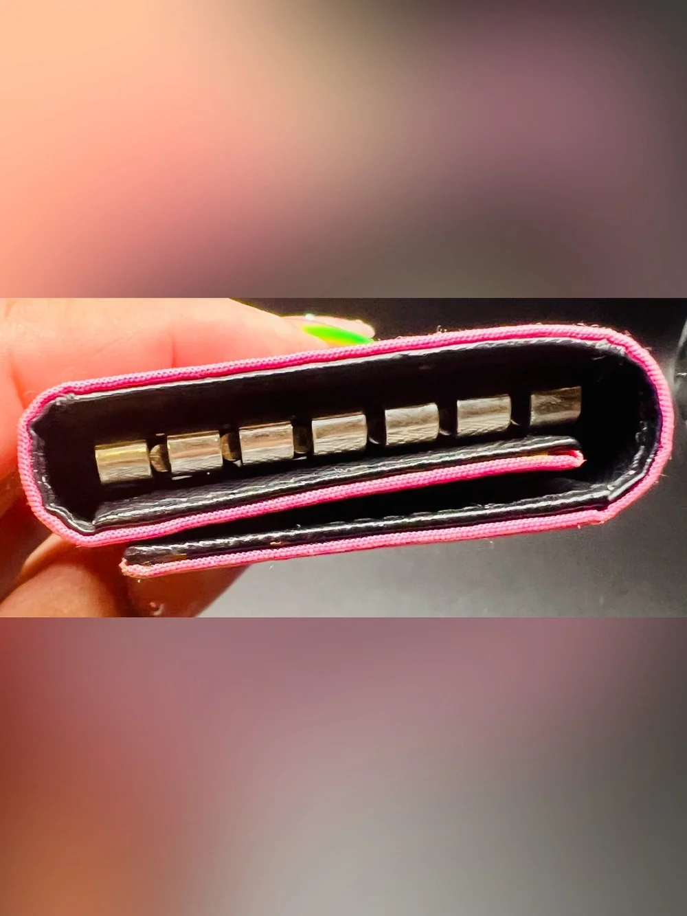Prada Hot Pink Nylon Triangular Logo Wallet/Key-holder